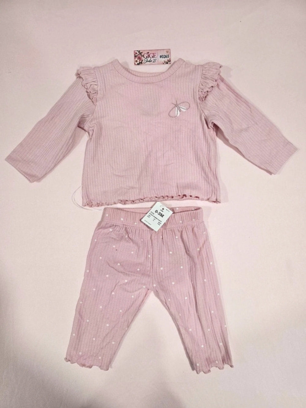 Cloud Island Baby 3M Pink Knit Matching Set NWT